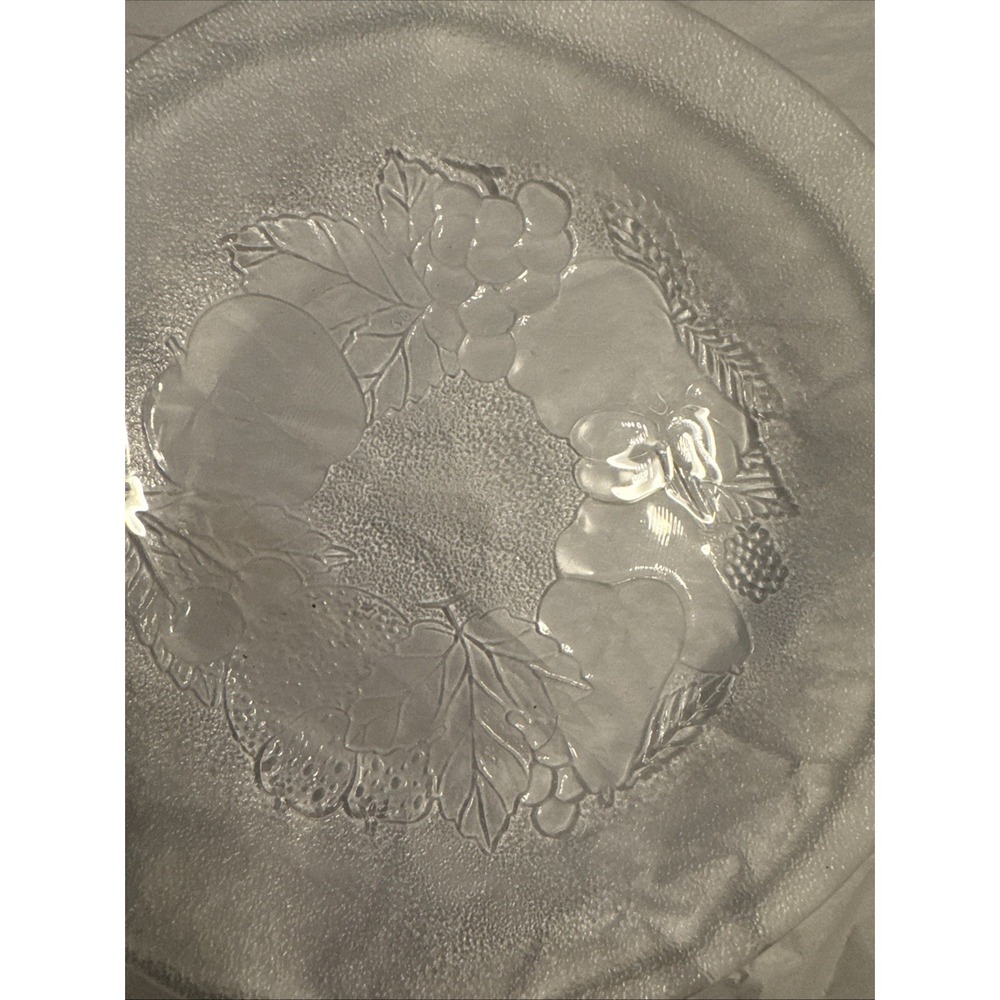 9 Pc Set Arcoroc Gourmande Fruit Pattern Clear Glass Salad Dessert Plate Bowls